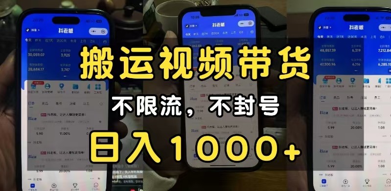 小白必看搬运视频带货玩法，不限流，不封号，纯自然流，日入1000_陌咲网