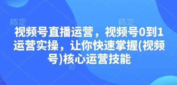 视频号直播运营，视频号0到1运营实操，让你快速掌握(视频号)核心运营技能_陌咲网