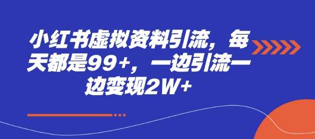小红书虚拟资料引流，每天都是99 ，一边引流一边变现2W_陌咲网