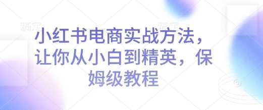 小红书电商实战方法，让你从小白到精英，保姆级教程_陌咲网