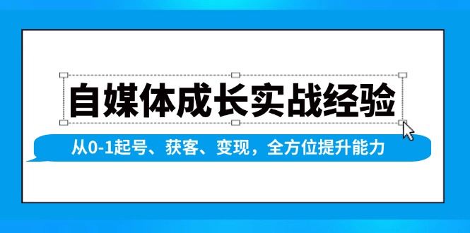 （13963期）自媒体成长实战经验，从0-1起号、获客、变现，全方位提升能力_陌咲网
