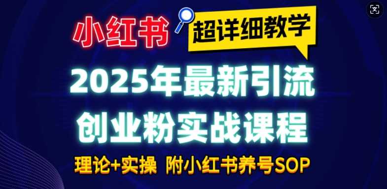 2025年最新小红书引流创业粉实战课程【超详细教学】小白轻松上手，月入1W ，附小红书养号SOP_陌咲网