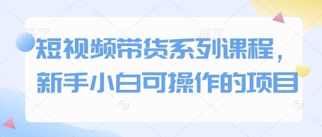 短视频带货系列课程，新手小白可操作的项目_陌咲网