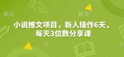 小说推文项目，新人操作6天，每天3位数分享课_陌咲网