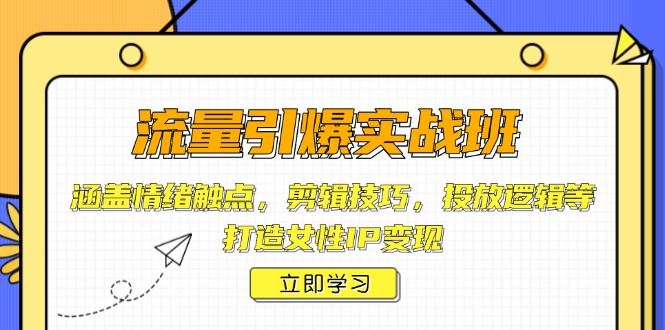 （14008期）流量引爆实战班，涵盖情绪触点，剪辑技巧，投放逻辑等，打造女性IP变现_陌咲网