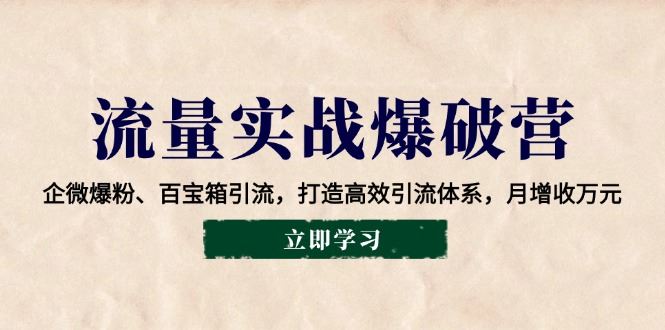 （14039期）流量实战爆破营：企微爆粉、百宝箱引流，打造高效引流体系，月增收万元_陌咲网