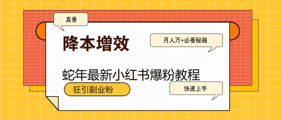 蛇年最新小红书爆粉教程，狂引副业粉，月入万 必看_陌咲网
