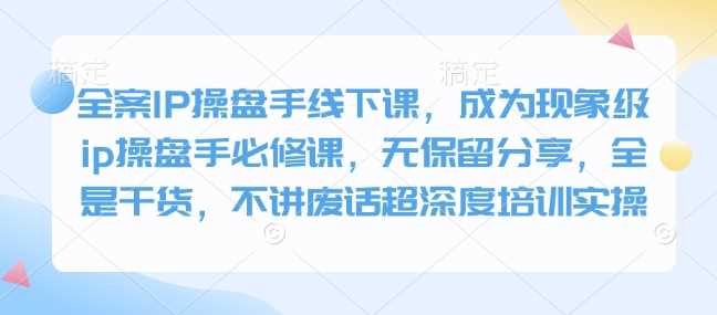 全案IP操盘手线下课，成为现象级ip操盘手必修课，无保留分享，全是干货，不讲废话超深度培训实操_陌咲网