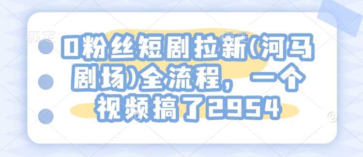 0粉丝短剧拉新(河马剧场)全流程，一个视频搞了2954_陌咲网