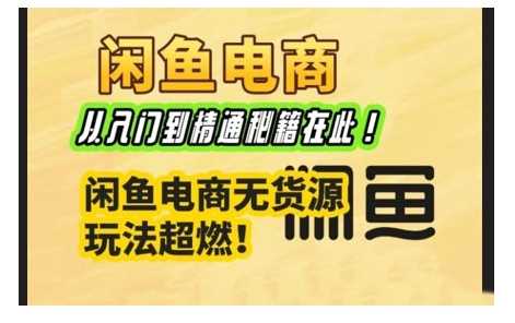 闲鱼电商实战课，从入门到精通秘籍在此，闲鱼电商无货源玩法超燃!_陌咲网