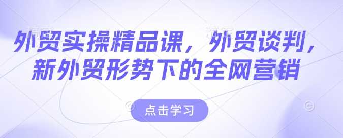 外贸实操精品课，外贸谈判，新外贸形势下的全网营销_陌咲网