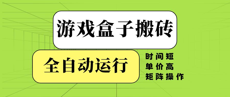（14141期）游戏盒子全自动搬砖，时间短、单价高，矩阵操作_陌咲网