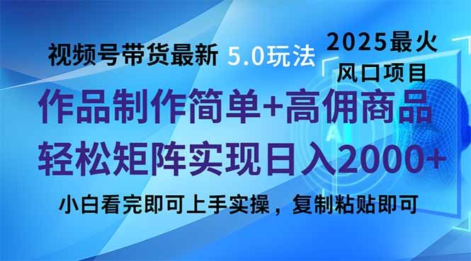 （14191期）视频号带货最新5.0玩法，作品制作简单，当天起号，复制粘贴，轻松矩阵…_陌咲网