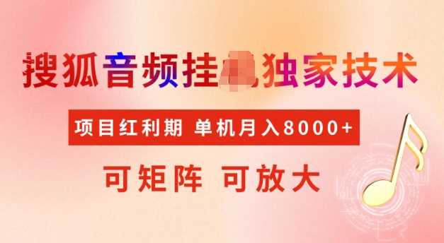 首发搜狐音频挂JI，项目红利期，可矩阵可放大，稳定月入5k【揭秘】_陌咲网