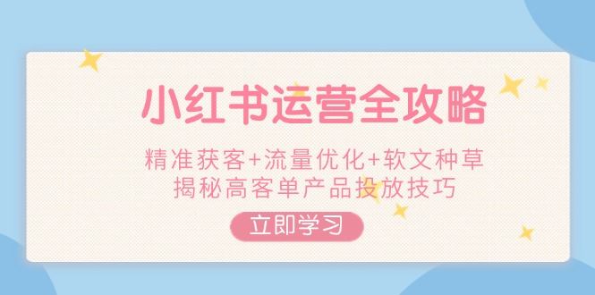 （14207期）小红书运营全攻略，精准获客 流量优化 软文种草，揭秘高客单产品投放技巧_陌咲网