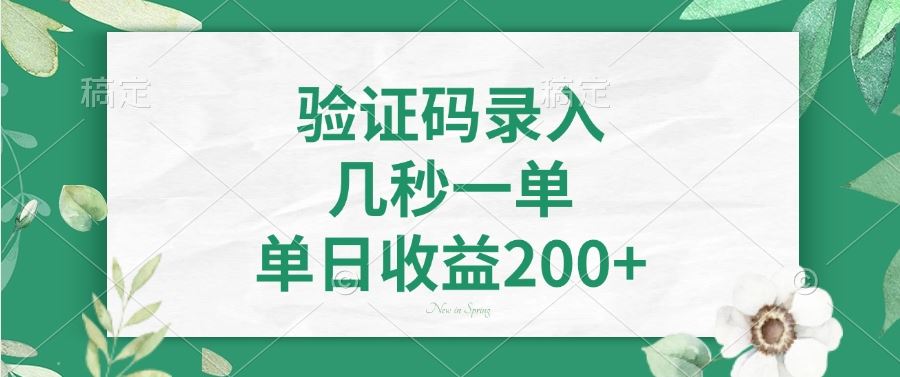 （14221期）验证码录入，几秒一单，单日收益200_陌咲网