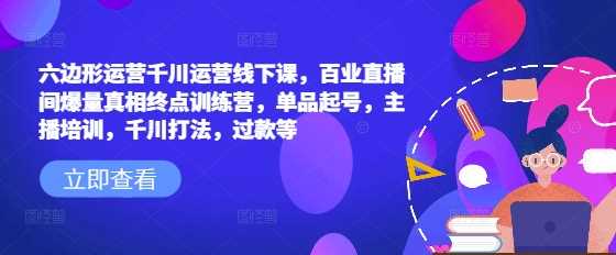 六边形运营千川运营线下课，百业直播间爆量真相终点训练营，单品起号，主播培训，千川打法，过款等_陌咲网