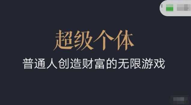 超级个体2024-2025翻盘指南，普通人创造财富的无限游戏_陌咲网