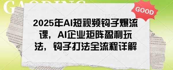 2025年AI短视频钩子爆流课，AI企业矩阵盈利玩法，钩子打法全流程详解_陌咲网