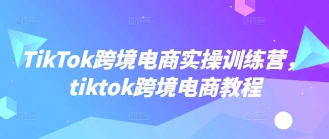 TikTok跨境电商实操训练营，tiktok跨境电商教程_陌咲网