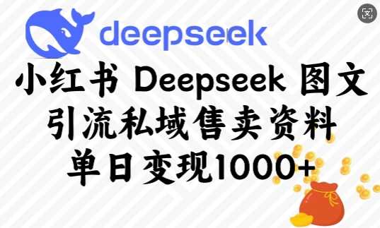 小红书Deepseek图文引流私域售卖资料，单日变现多张_陌咲网