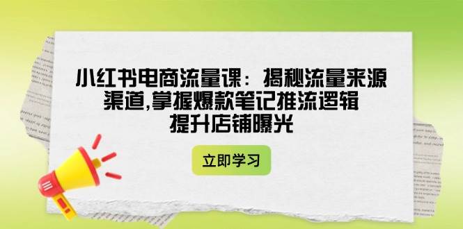 小红书电商流量课：揭秘流量来源渠道,掌握爆款笔记推流逻辑,提升店铺曝光_陌咲网