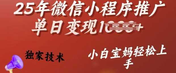 25年微信小程序推广单日变现多张，独家技术，小白宝妈轻松上手【揭秘】_陌咲网