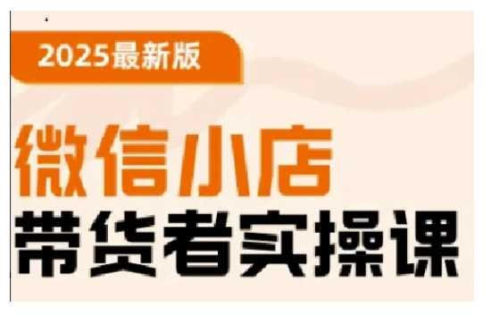 2025最新版微信小店带货者实操课，基础操作到高级运营技巧，快速上手_陌咲网