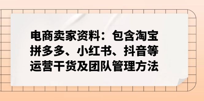 （14354期）电商卖家资料：包含淘宝、拼多多、小红书、抖音等运营干货及团队管理方法_陌咲网