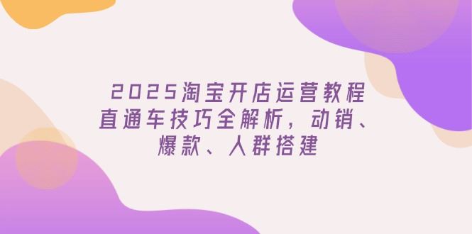 （14389期）2025淘宝开店运营教程更新，直通车技巧全解析，动销、爆款、人群搭建_陌咲网
