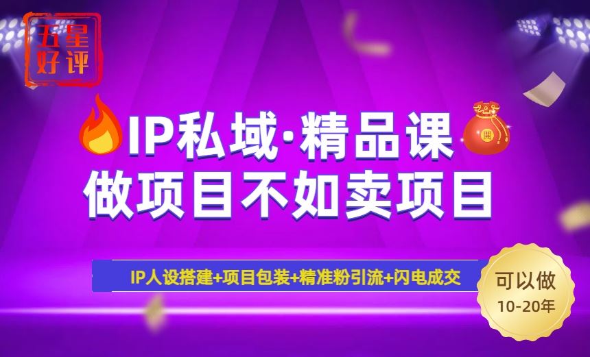 （14406期）2025年“IP私域·密训精品课”，日赚3000 小白避坑年赚百万，暴力引流…_陌咲网