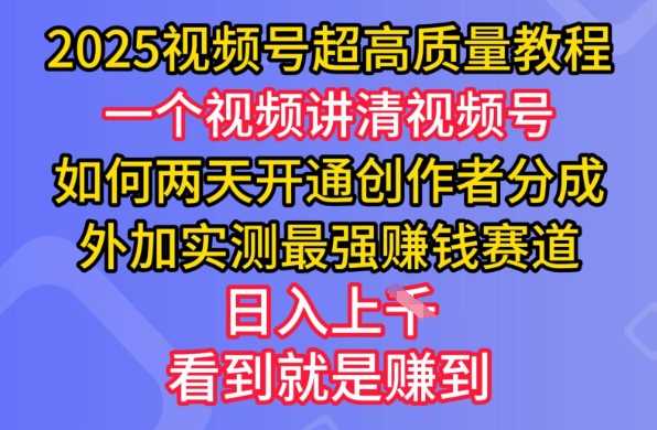 2025视频号超高质量教程，两天开通创作者分成，外加实测最强挣钱赛道，日入多张_陌咲网