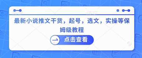 最新小说推文干货，起号，选文，实操等保姆级教程_陌咲网