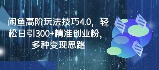 闲鱼高阶玩法技巧4.0，轻松日引300 精准创业粉，多种变现思路_陌咲网