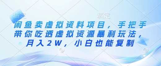闲鱼卖虚拟资料项目，手把手带你吃透虚拟资源暴利玩法，月入2W，小白也能复制_陌咲网