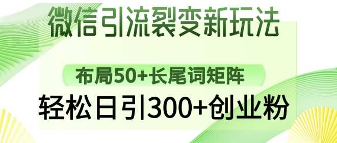 微信引流裂变新玩法：布局50 长尾词矩阵，轻松日引300 创业粉_陌咲网