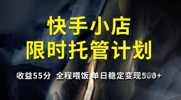 快手小店限时托管计划，收益55分，全程喂饭，单日稳定变现5张【揭秘】_陌咲网