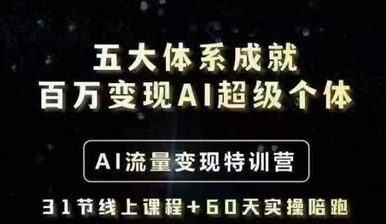 五大体系成就百万变现AI超级个体- AI流量变现特训营，一步一步教你一个人怎么年入百W_陌咲网