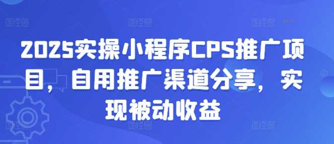 2025实操小程序CPS推广项目，自用推广渠道分享，实现被动收益_陌咲网
