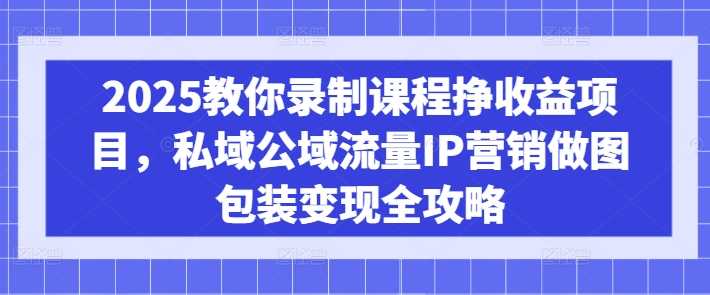 2025教你录制课程挣收益项目，私域公域流量IP营销做图包装变现全攻略_陌咲网
