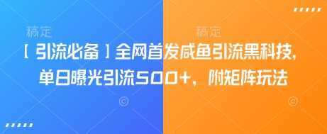【引流必备】全网首发咸鱼引流黑科技，单日曝光引流500 ，附矩阵玩法【揭秘】_陌咲网