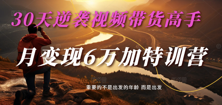 2025视频带货30天逆袭视频带货高手，单月变现6万加特训营_陌咲网