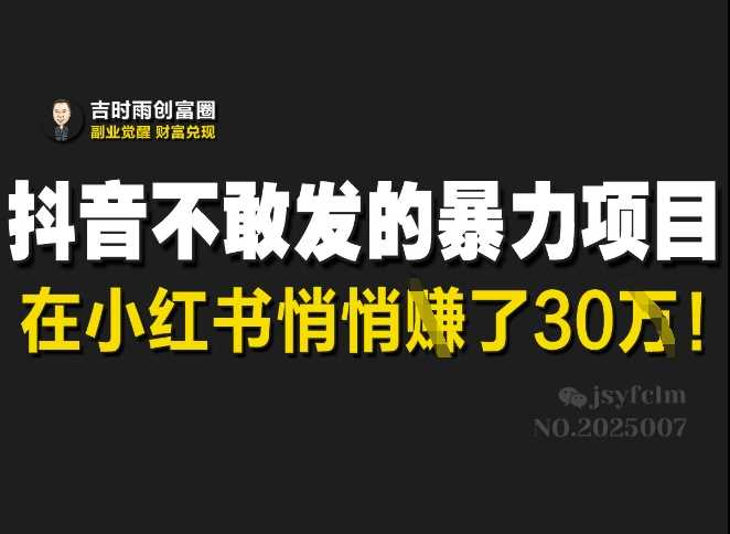抖音不敢发的暴利项目，在小红书悄悄挣了30W_陌咲网