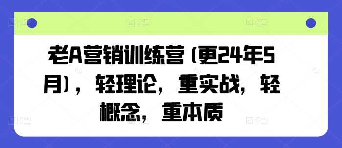 老A营销训练营(更25年3月)，轻理论，重实战，轻概念，重本质_陌咲网
