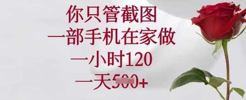 你只管截图，一部手机在家做，一小时120.一天5张【揭秘】_陌咲网