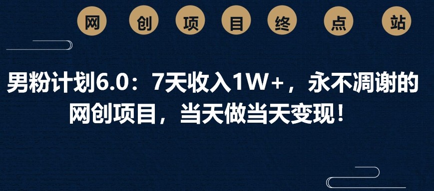 男粉计划6.0：7天收入1W ，永不凋谢的网创项目，当天做当天变现！_陌咲网