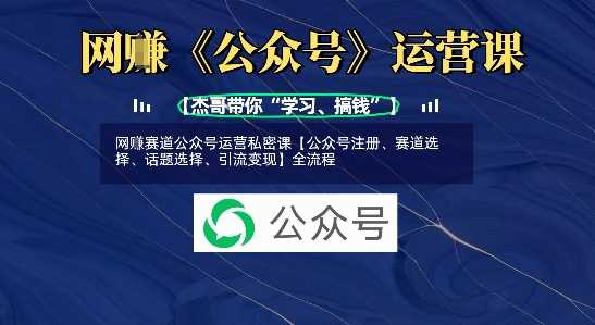 网创赛道公众号运营私密课【公众号注册、赛道选择、话题选择、引流变现】全流程_陌咲网