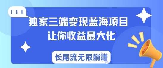 独家三端变现蓝海项目，让你收益最大化，长尾流无限躺挣_陌咲网