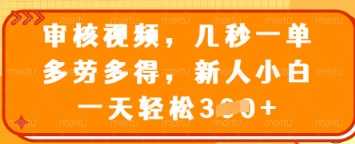 审核视频，几秒一单，多劳多得，新人小白一天轻松3张【揭秘】_陌咲网