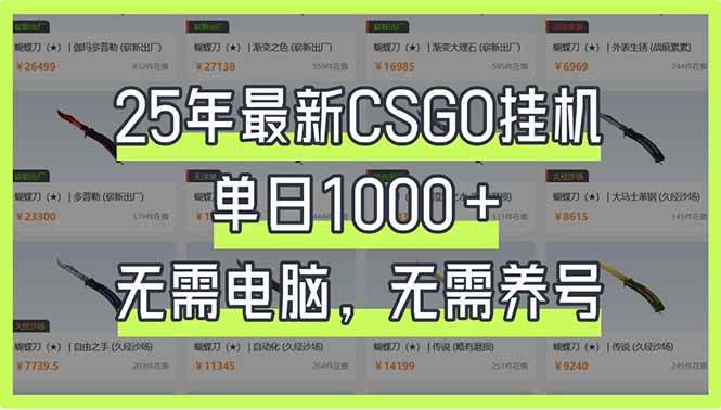 （14178期）25年最新CSGO挂机系统，单日1000 ，无需电脑，无需养号，0基础可上手_陌咲网
